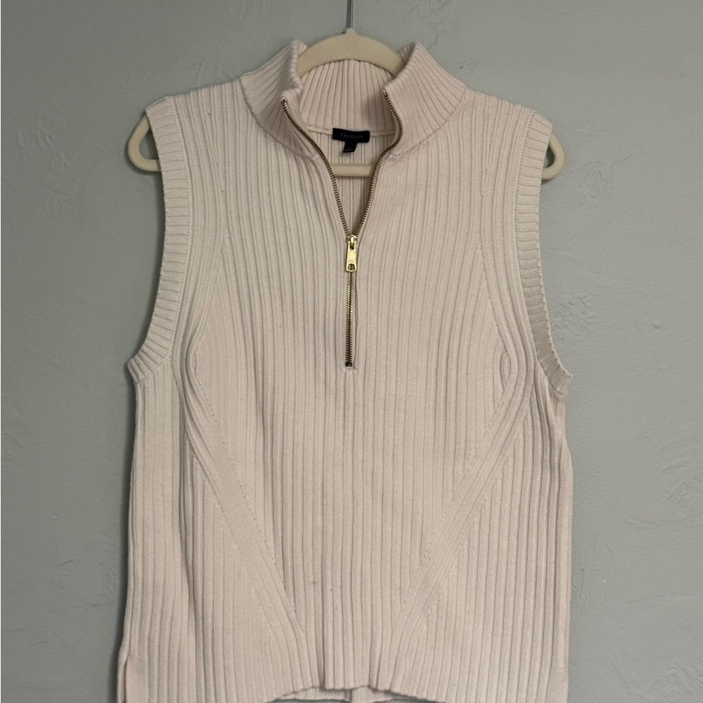 Talbots Cream Sleeveless Turtleneck Sweater